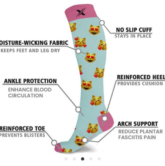3 pair emojii knee-high compression socks. Sm/ned - Picture 3 of 4